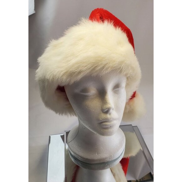 Santa Christmas Faux Fur Hat Red Sheared Beaver Size All - Picture 1 of 7